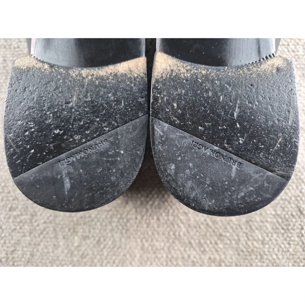 Bruno Magli Beltram Dress Shoes Loafers Men Sz 10.5M Black Leather Slip-On Italy